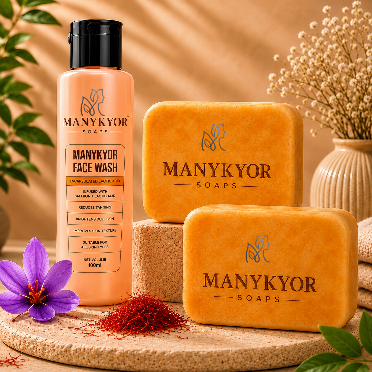 MANYKYOR Skincare Duo Pack (1 Face Wash + 2 Soaps)