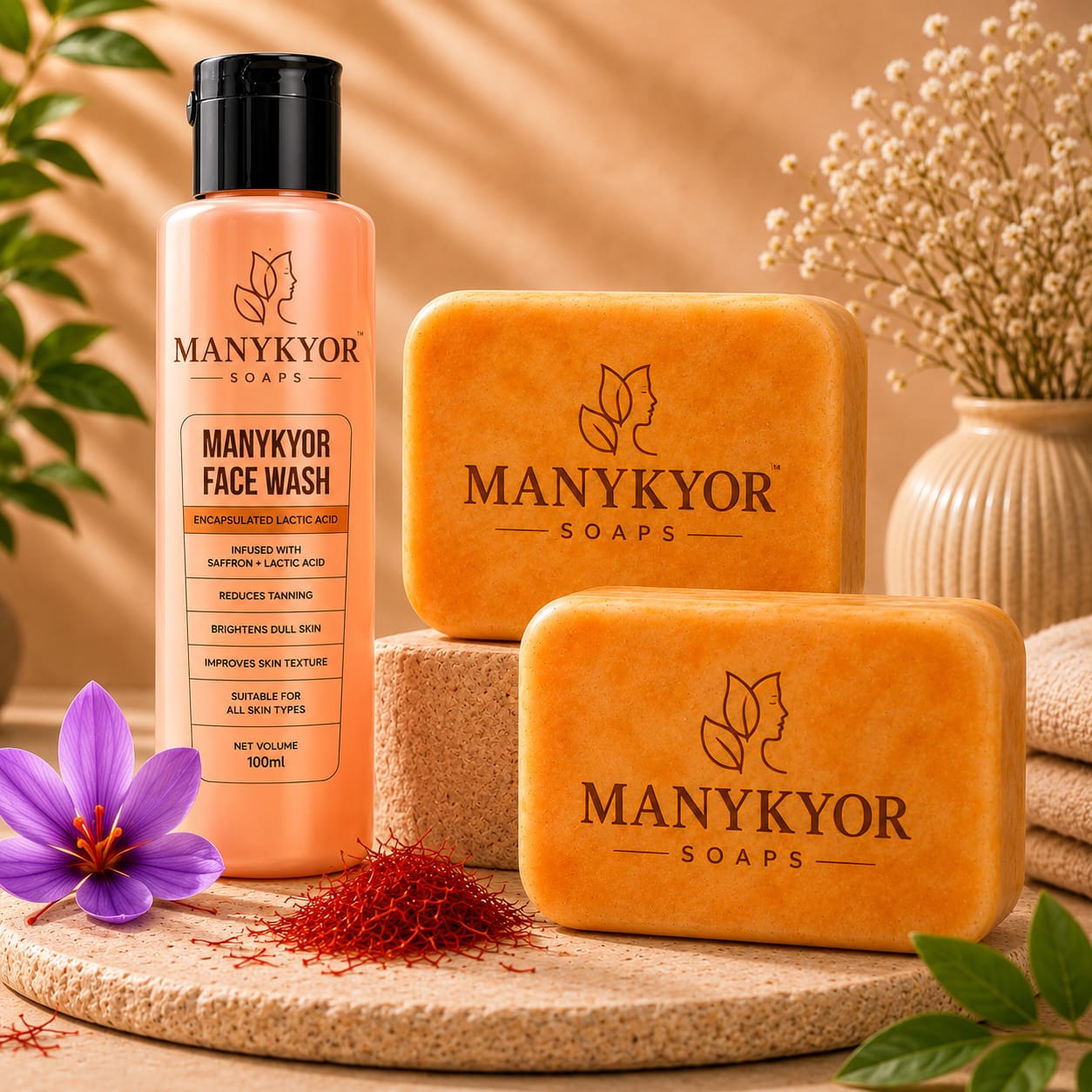 MANYKYOR Skincare Duo Pack (1 Face Wash + 2 Soaps)